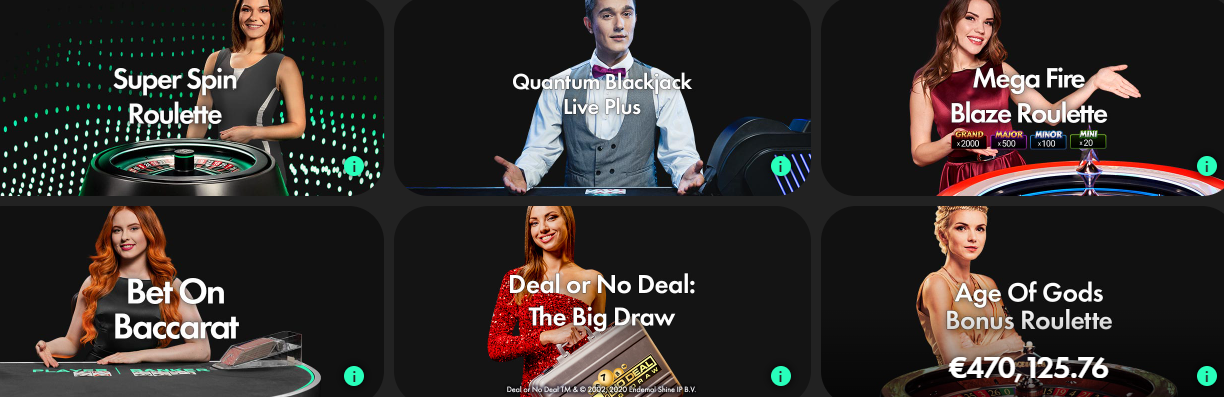 Revue Jeux proposés Casino Bet365 Live