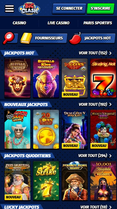Jackpots par Big Clash Casino Meilleurs Jackpots sur Jeux au FR Big Clash sur Internet