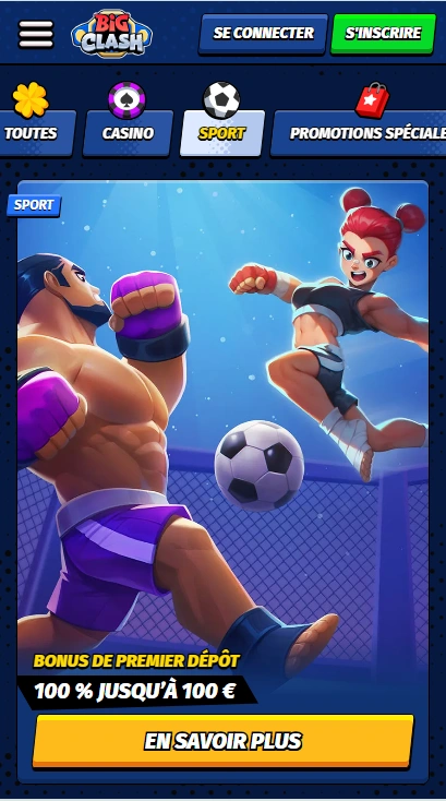 Sport Bonus par Big Clash Casino Profitez Bonuses sur les Paris Sportifs au Casino BigClash en Ligne
