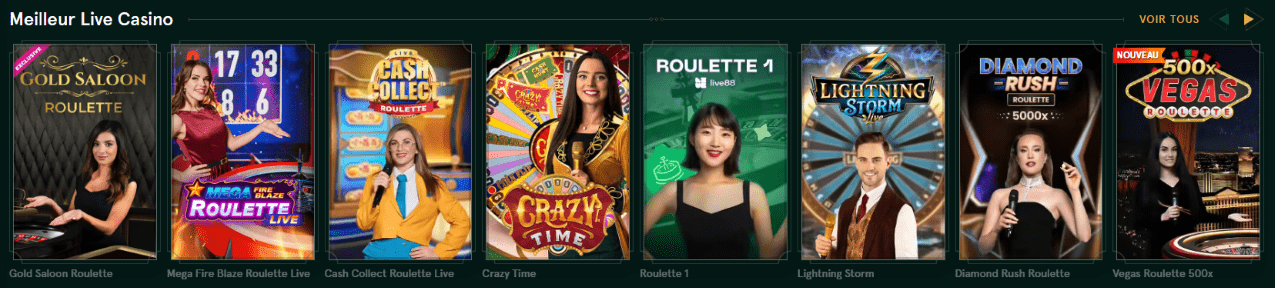 Casino Casinia FR avec Croupier en Direct Jeux Pour le Plaisir