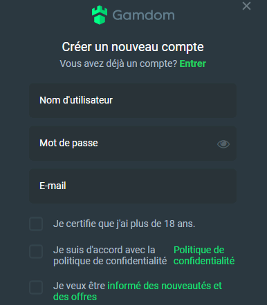 Se connecter à Gamdom mon compte