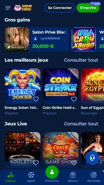Un Grand Succès au GodOfCoinsCasino avec Sérieux Machines à Sous