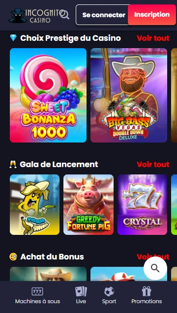Jeux au Casino Incognito Top Jeux au IncognitoCasino Avis Aujourd’hui