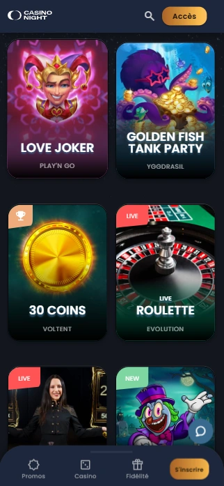 Essayer de Jouer Sérieux Jeux au NightCasino en Ligne