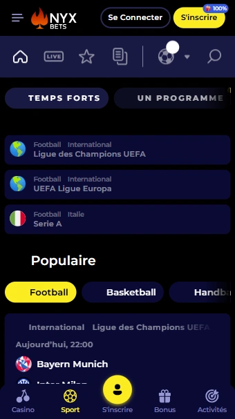 NyxBet Casino Presente Fiable Parier sur des Événements Sportifs en France