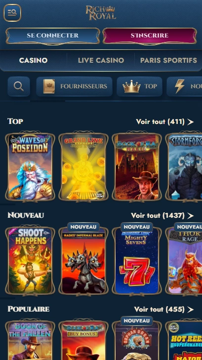 Un Regard des Tous Slots au RichRoyalCasino pour Joueurs en France
