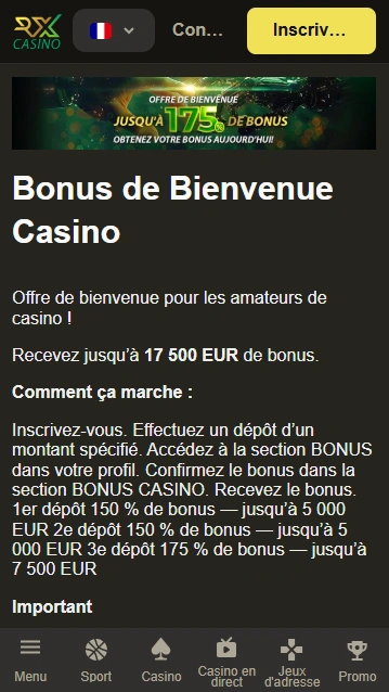 RX-Casino Avis avec son Superbe no Deposit Bonus en France
