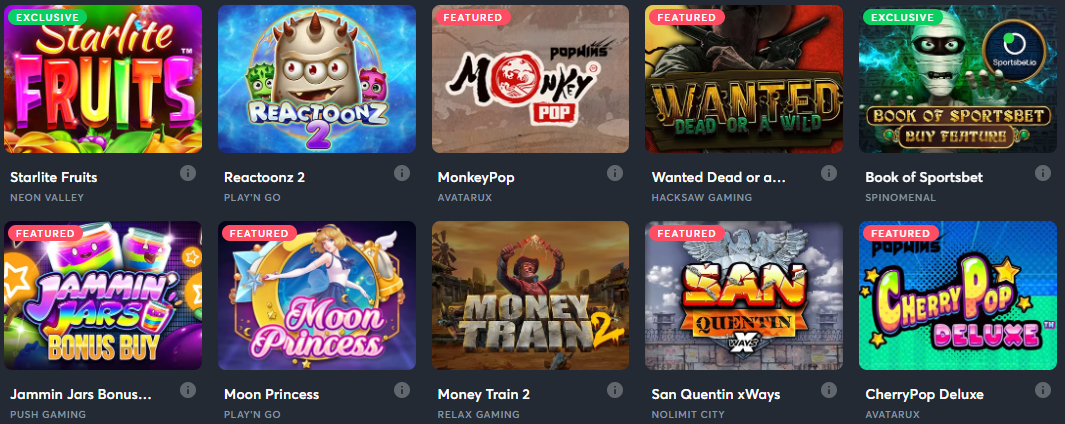 Casino en ligne Sportsbet.io crypto jeux machines à sous