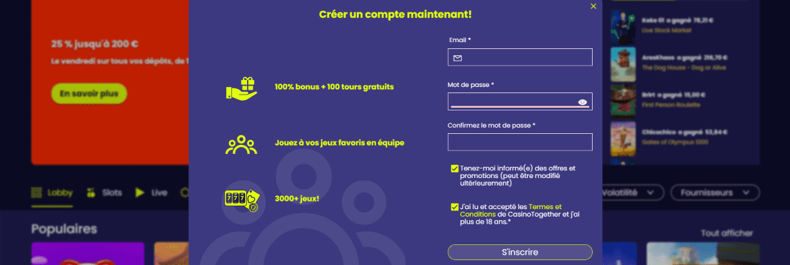 Connexion au Casino Together France