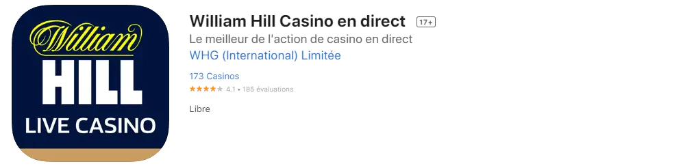 Une application mobile WilliamHill casino pour Android
